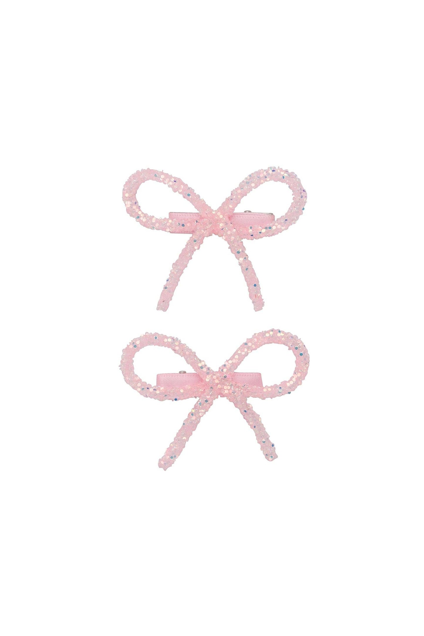 Mini Glitter Bows Clip Set of 2 - Light Pink: Default Title