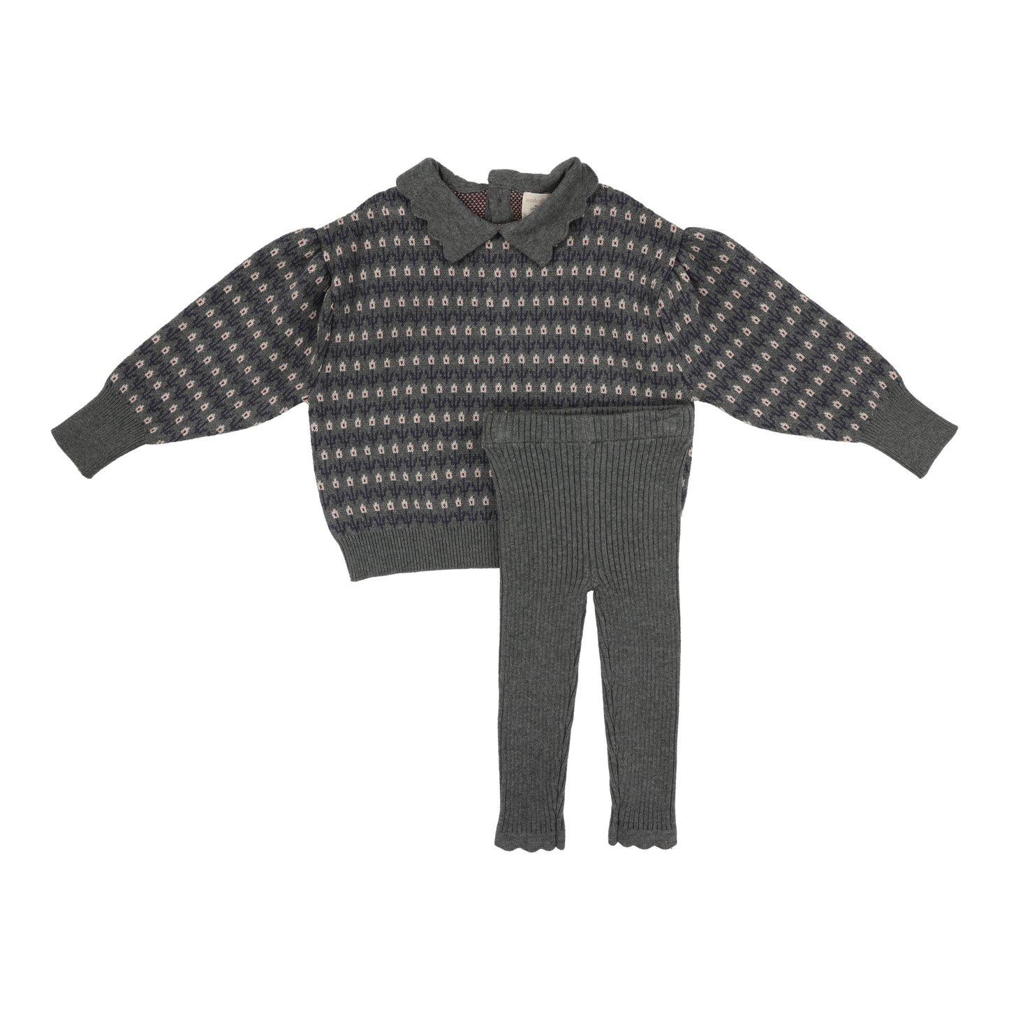 Floral Knit Set  Mid Grey Multi