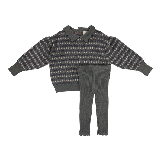 Floral Knit Set  Mid Grey Multi