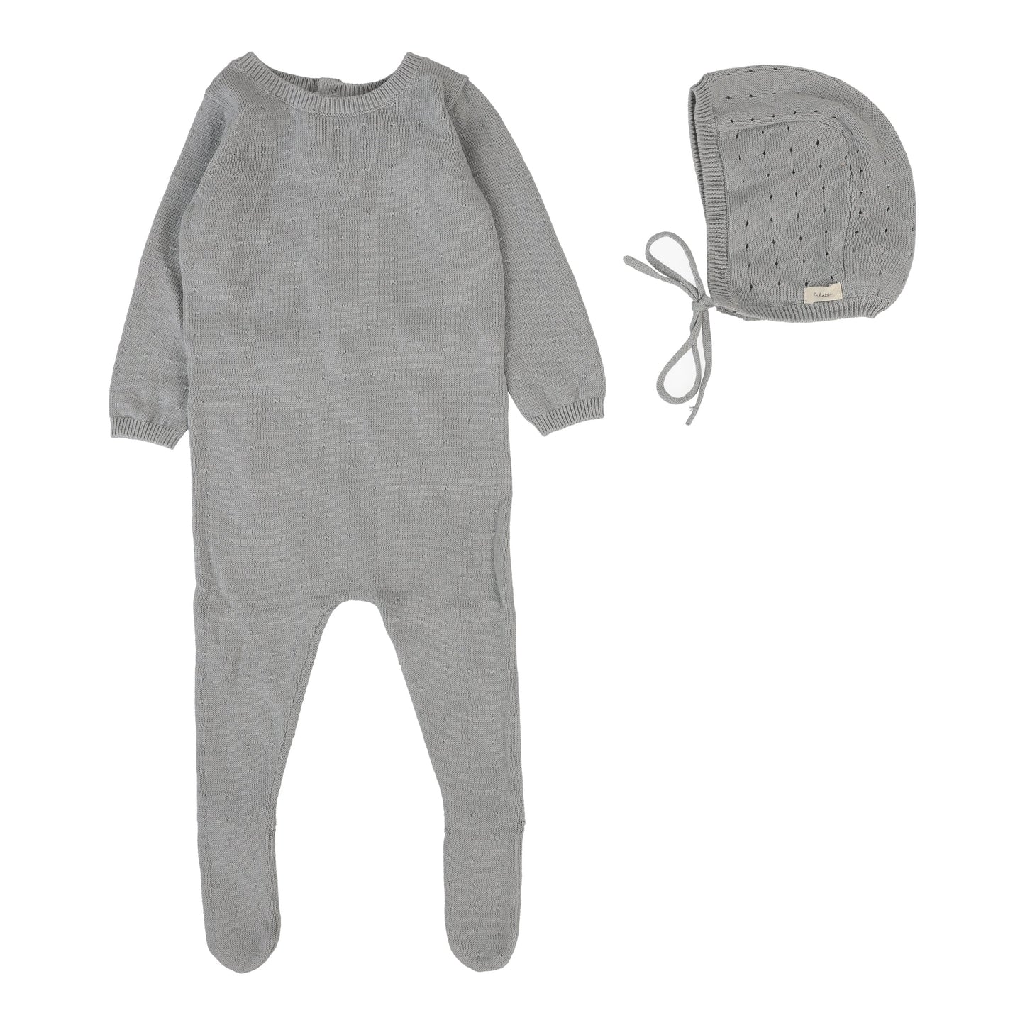 Dotty Knit Footie Set  Light Blue