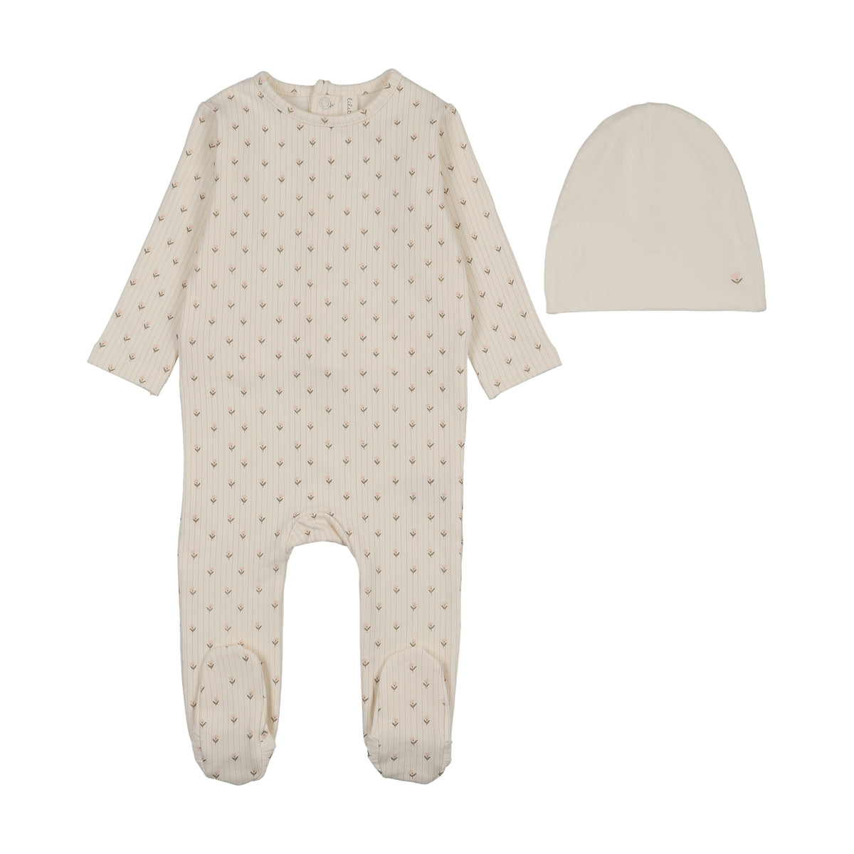 STRIPE PRINT FOOTIE- CREAM PINK