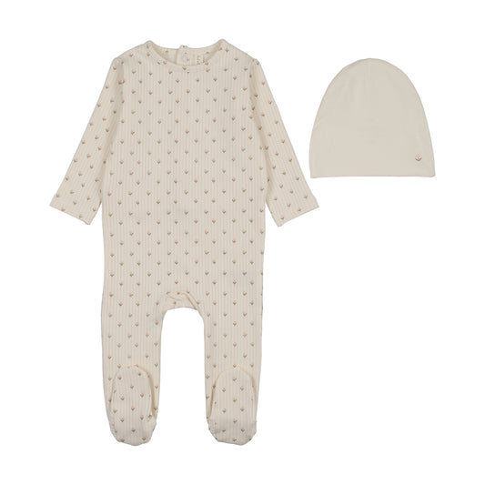 STRIPE PRINT FOOTIE- CREAM PINK
