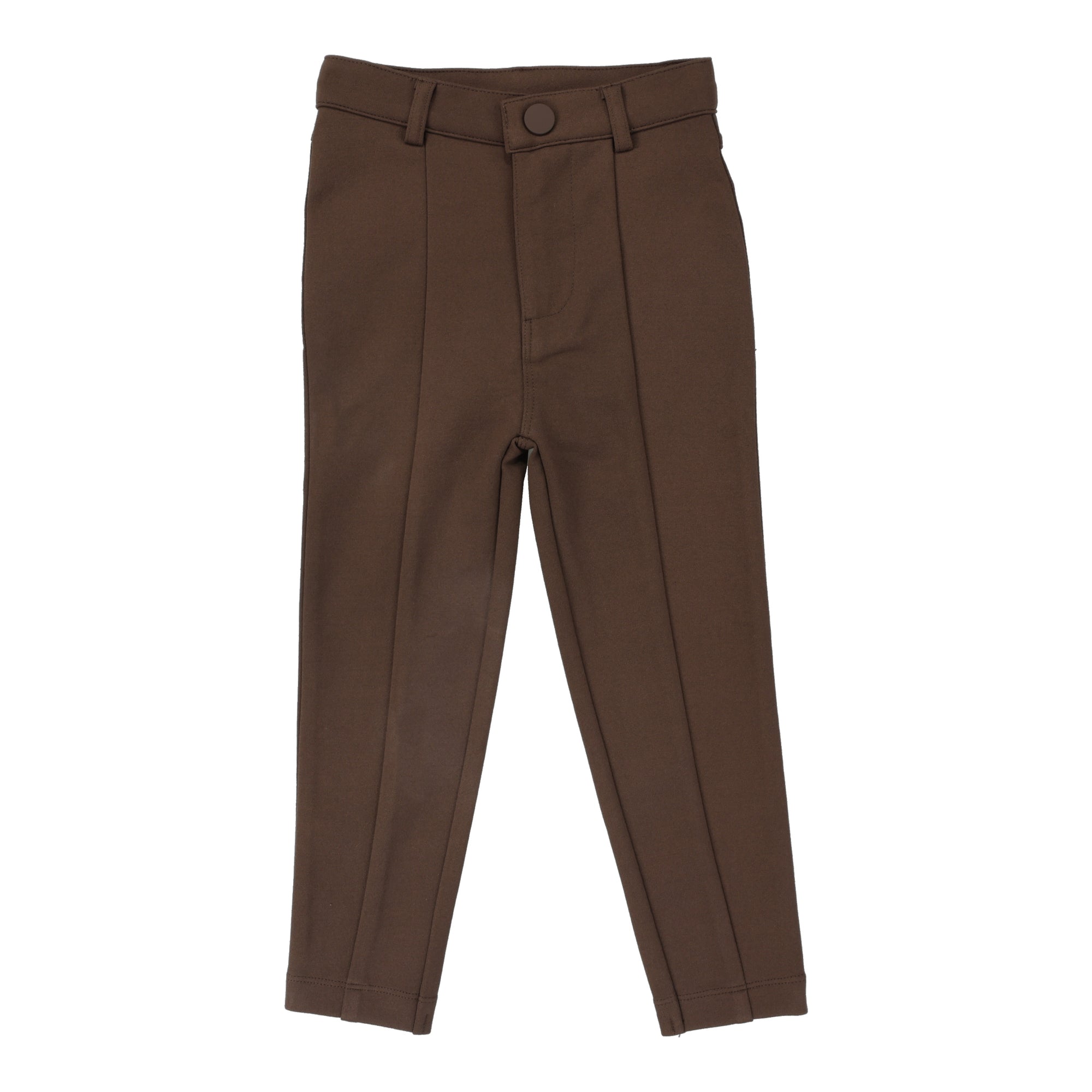 Knit Boys Stretch Pants- Classic Brown With Seam