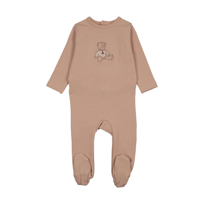 SWEET BEAR FOOTIE SET- DUSTY PINK
