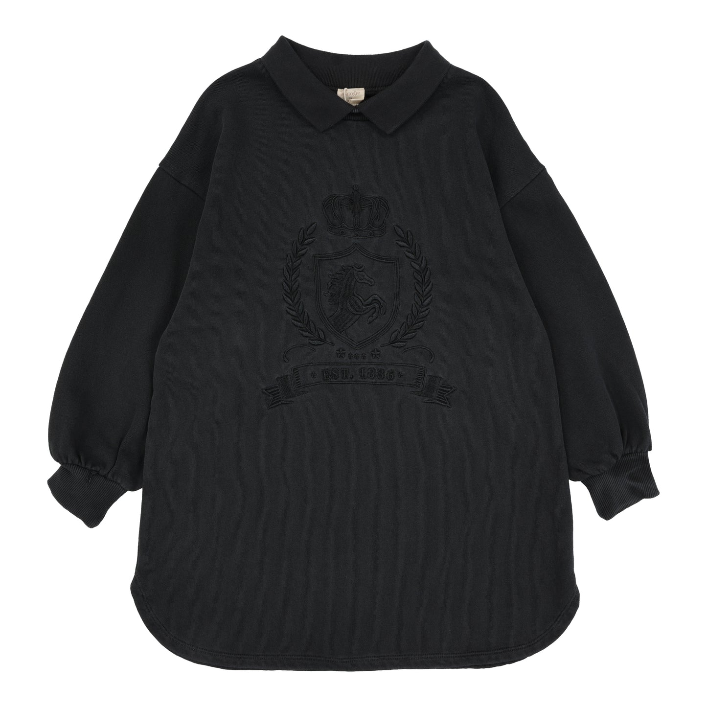 Emblem Sweatshirt Dress  Black Wash