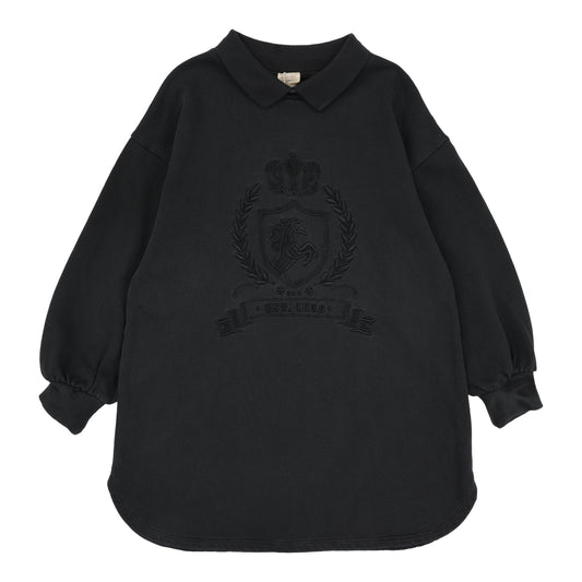 Emblem Sweatshirt Dress  Black Wash