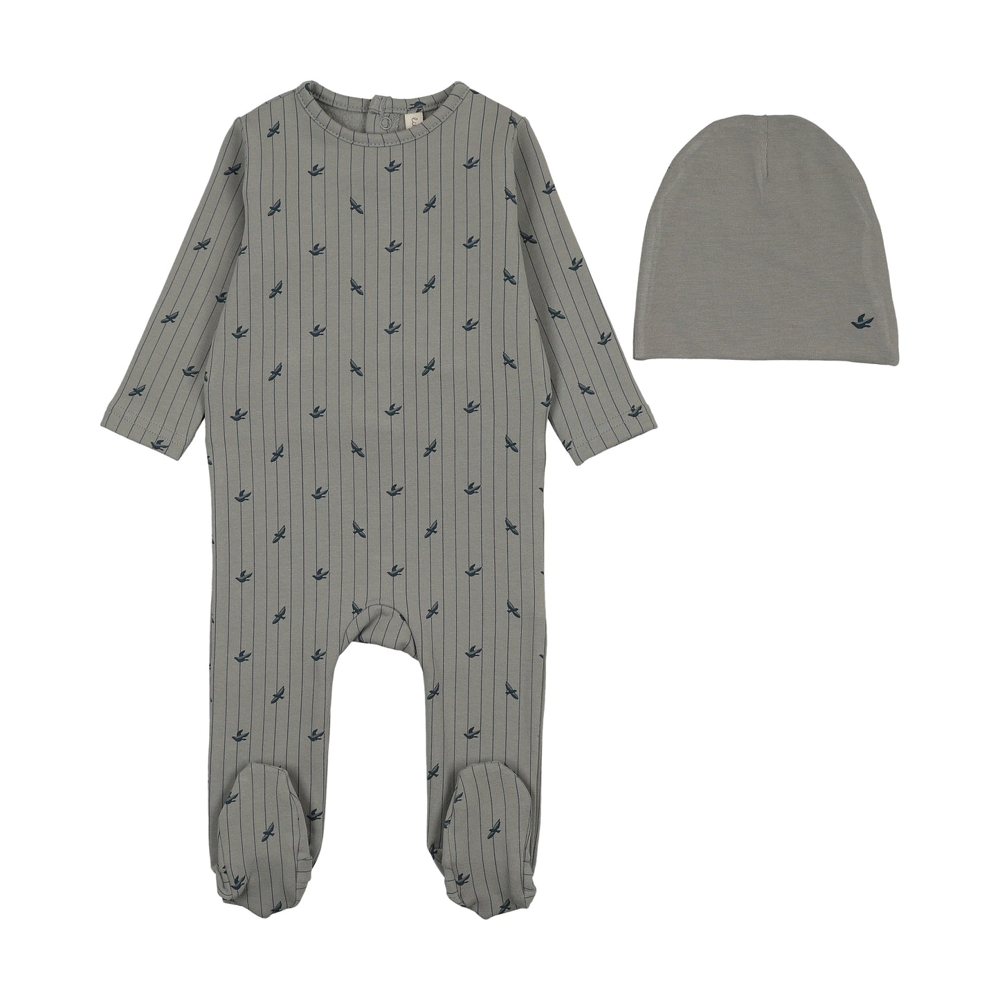 STRIPE PRINT FOOTIE- LIGHT BLUE