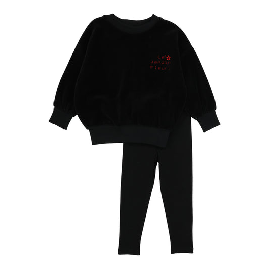 Girls Velour Sweatshirt Set  Black