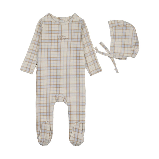 TARTAN PRINT FOOTIE SET- OAT