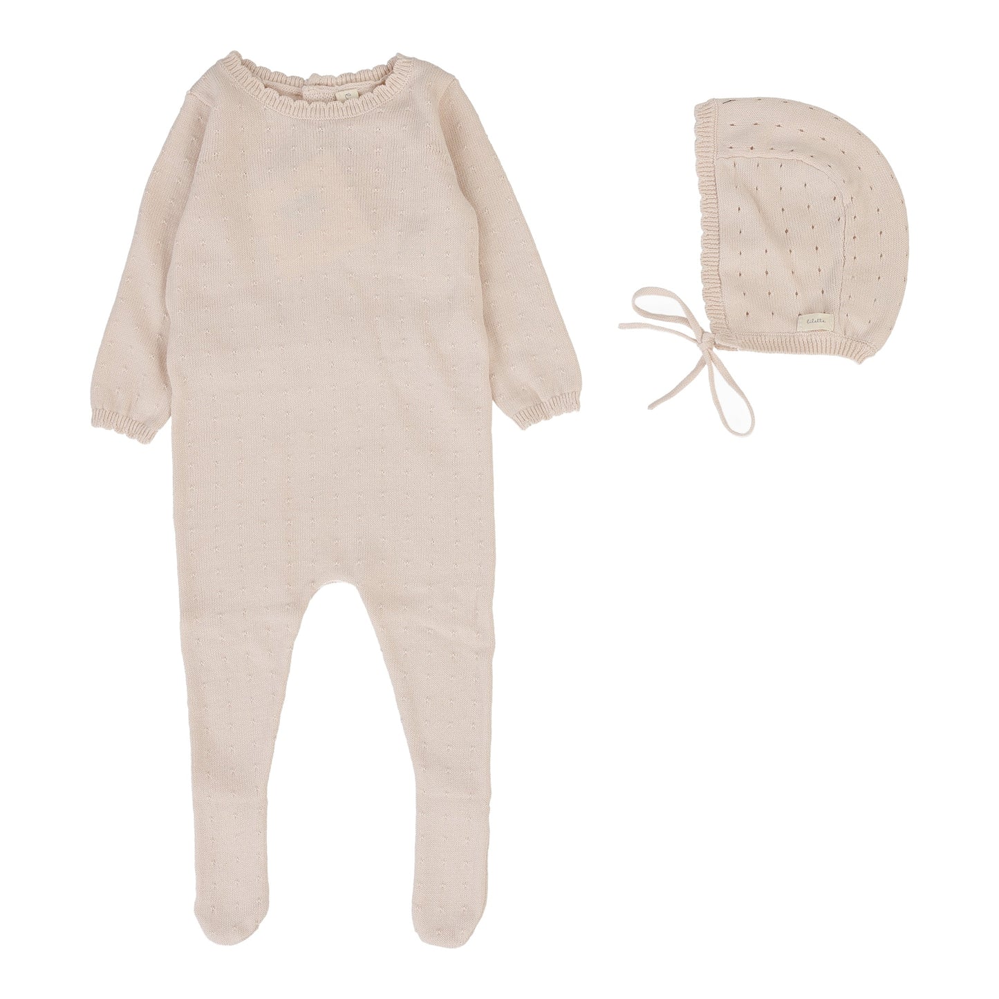 Dotty Knit Footie Set  Petal