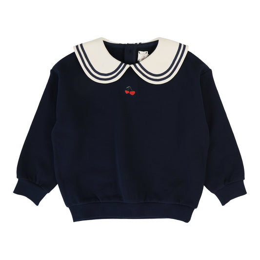 Embroidered Cherry Sweatshirt  Navy
