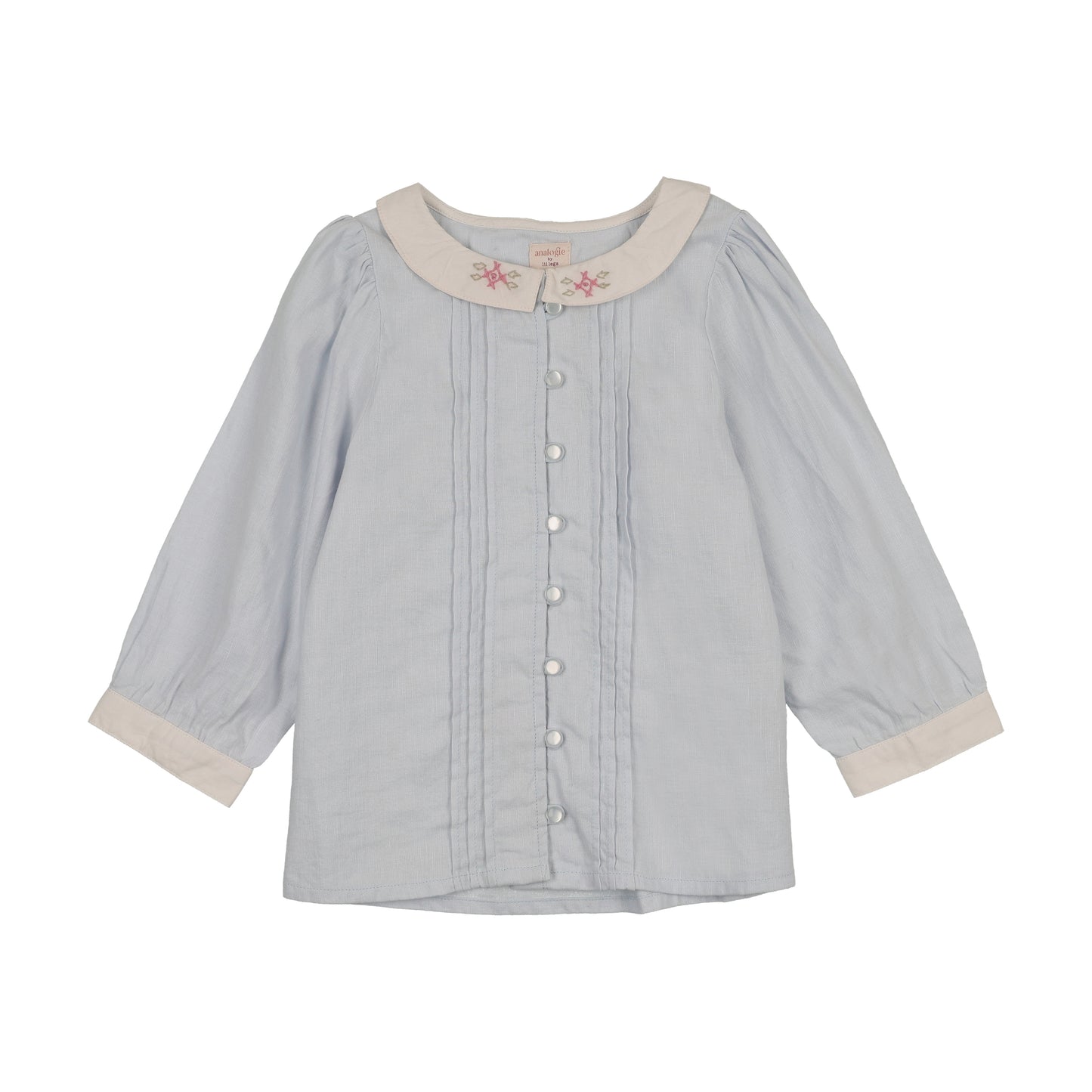 Pintuck 3/4 Sleeve Collar Blouse