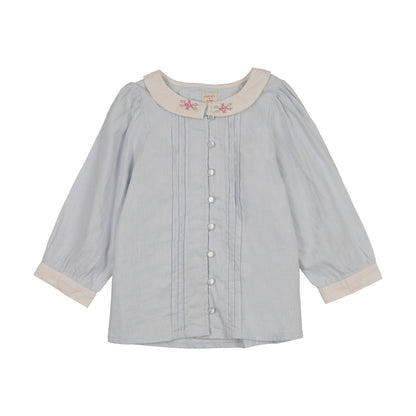 Pintuck 3/4 Sleeve Collar Blouse