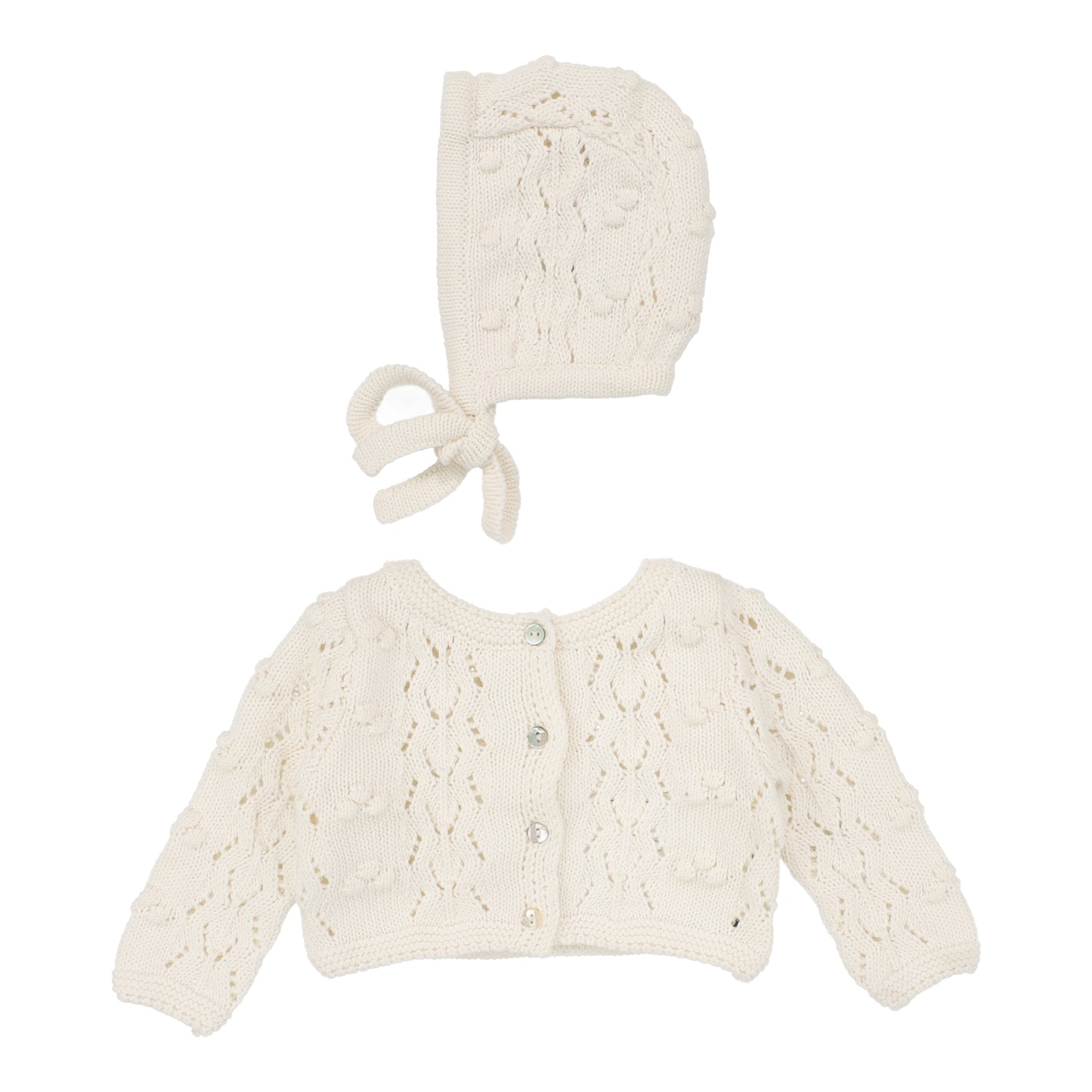 Popcorn Weave Cardigan Set  Cream
