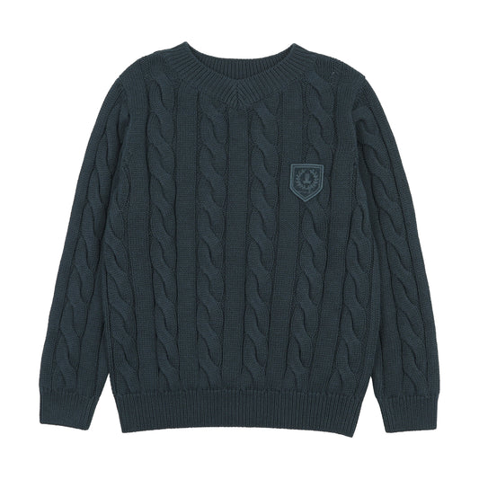 CHUNKY V NECK SWEATER- DEEP TEAL