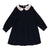 Collar Pleated Dress- Navy