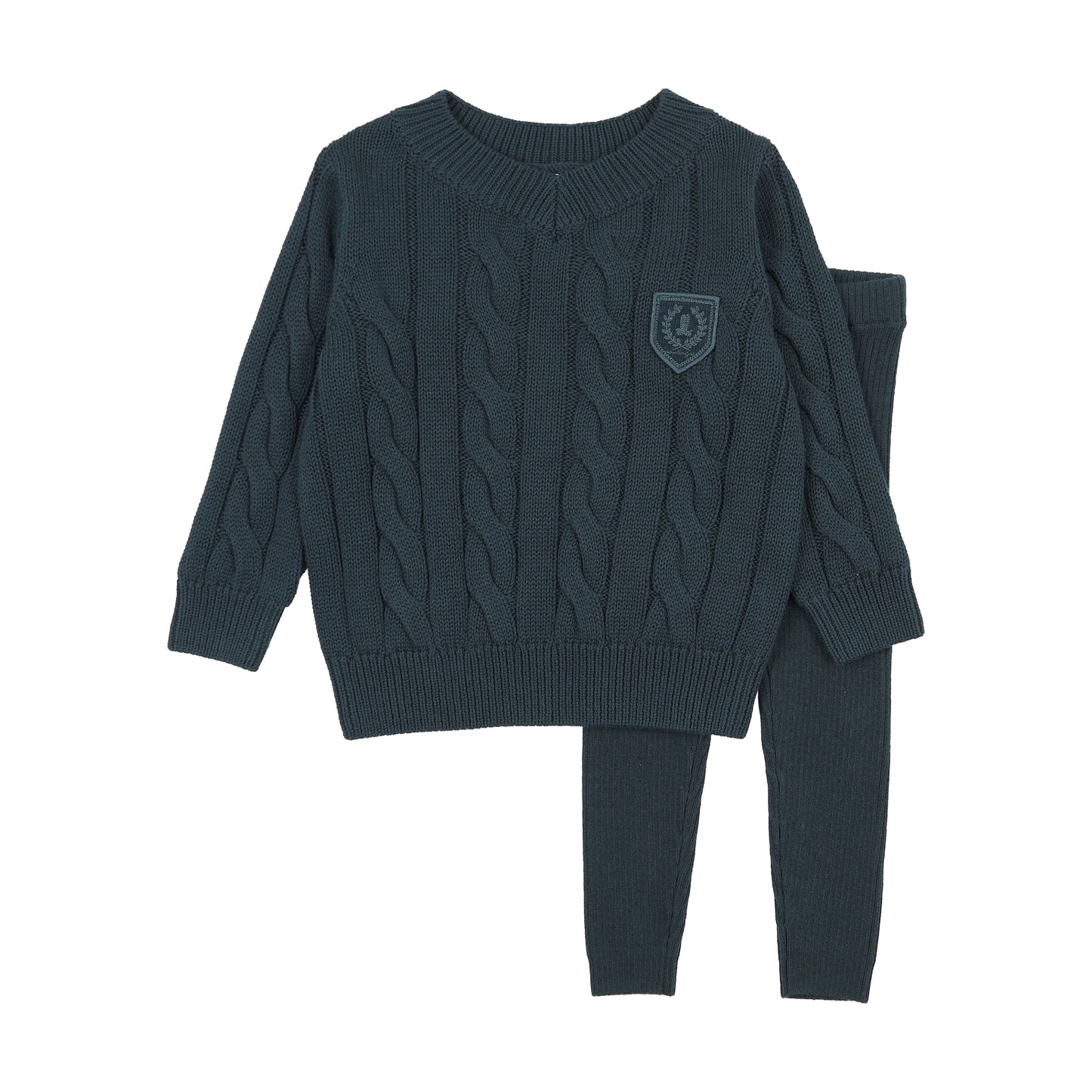 CHUNKY CABLE KNIT TODDLER SET- DEEP TEAL
