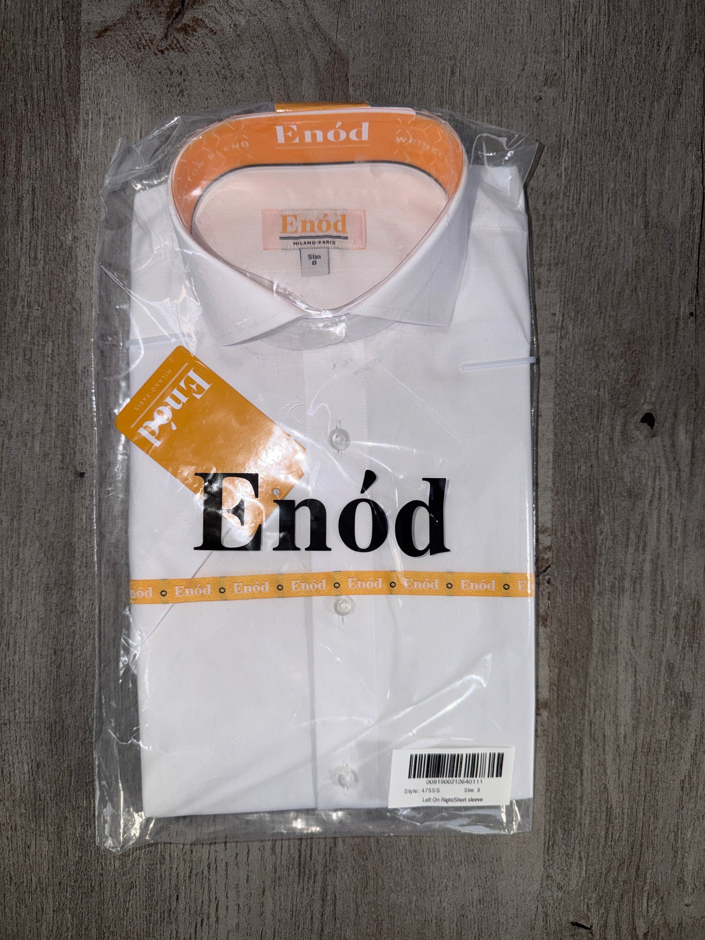 Enod White Shabbos Shirt Slim Fit- Short Sleeves