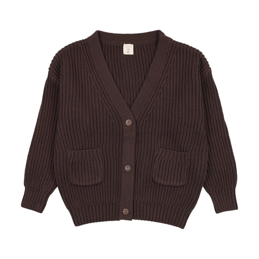 GRANDPA CARDIGAN- CHOCOLATE BROWN