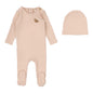 Bear Applique Layette Set  Dusty Pink