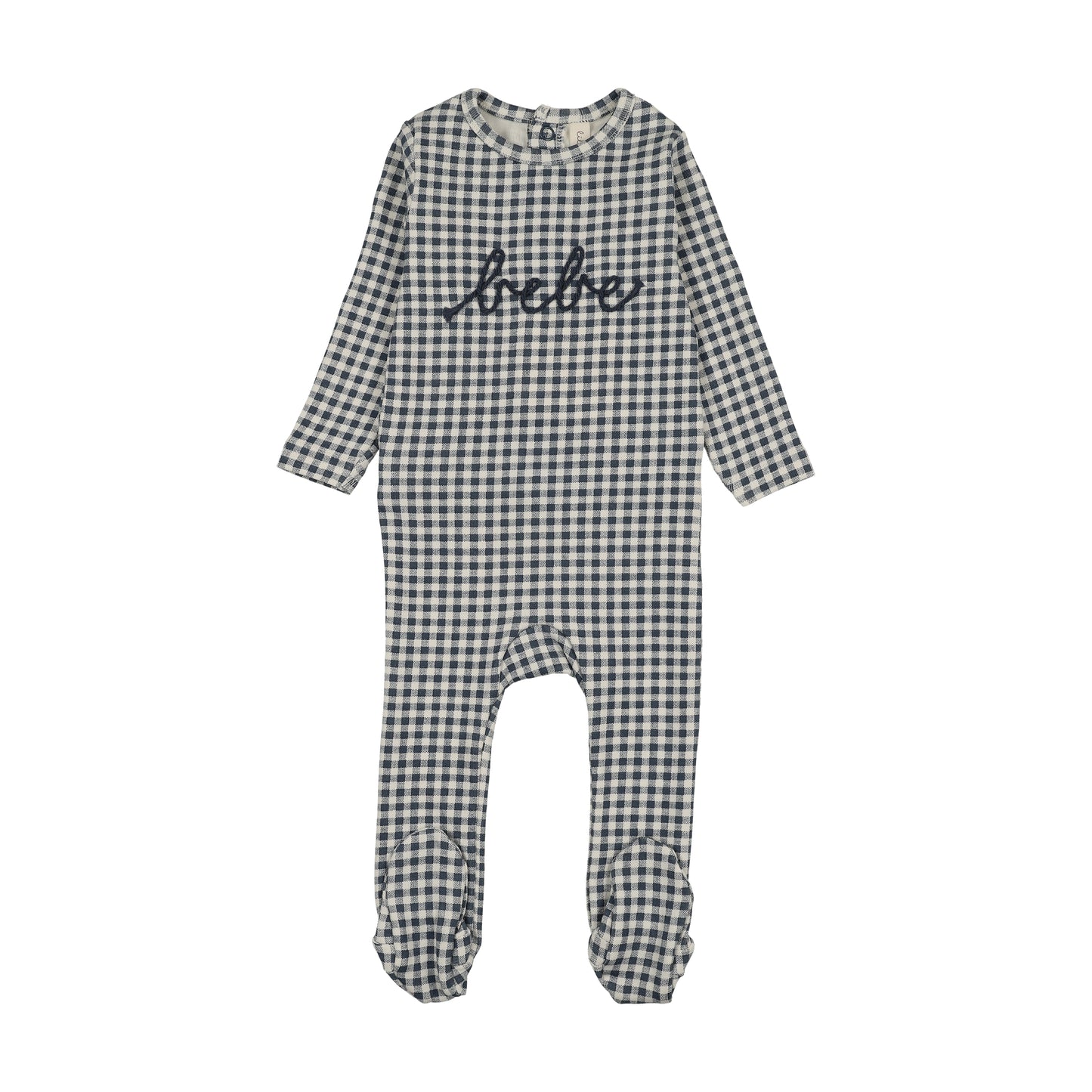 GINGHAM BEBE FOOTIE SET- OFF NAVY