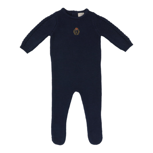 Crest Knit Footie- Navy