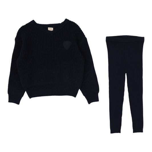 Knit VNeck Toddler Set  Navy