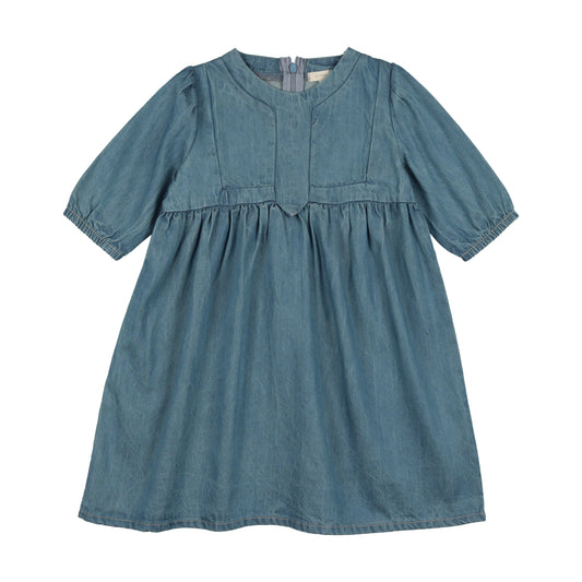 Denim Tencil Panel Three Quarter Sleeve Dress