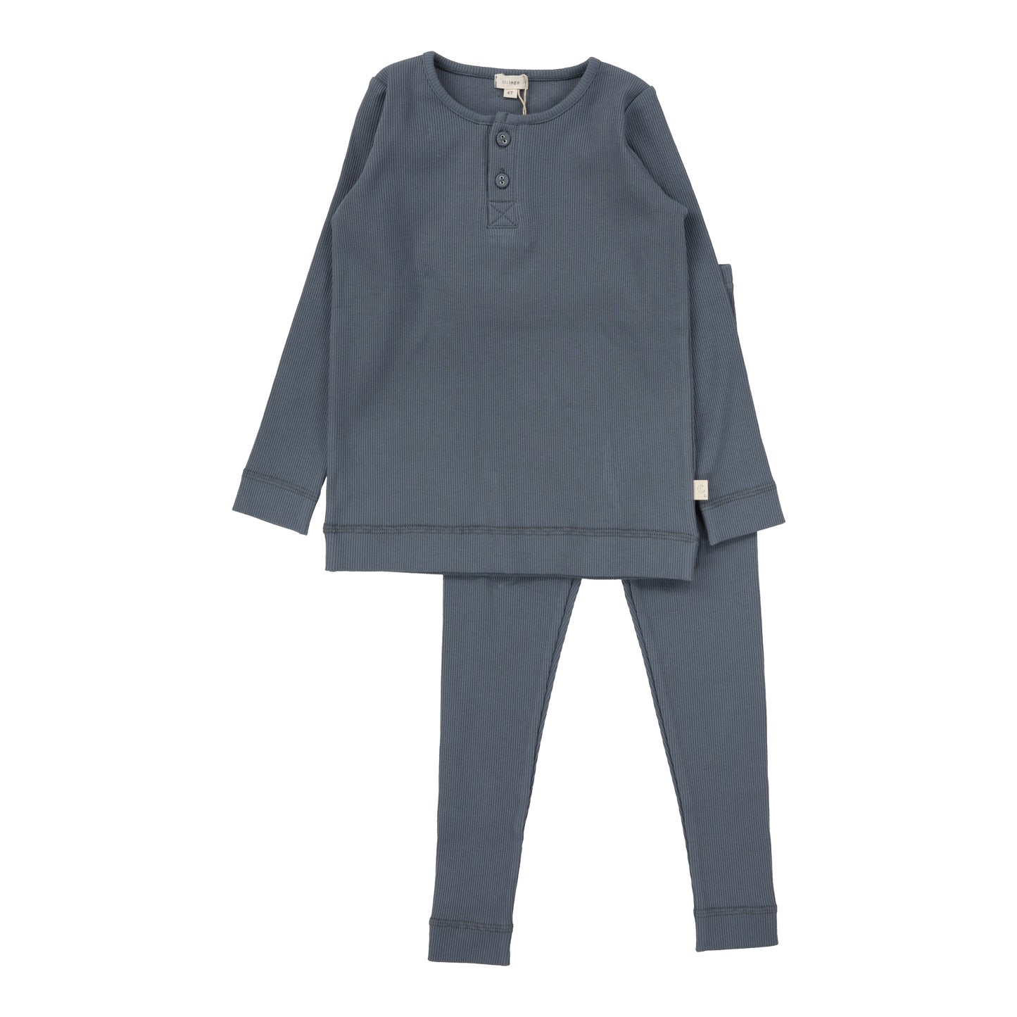 Ribbed Henley Lounge Set  Slate