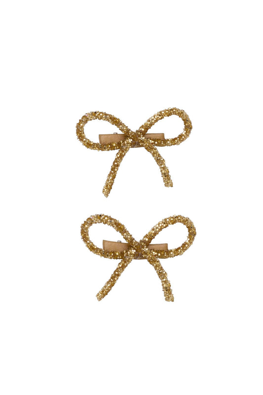 Mini Glitter Bows Clip Set of 2 - Gold: Default Title