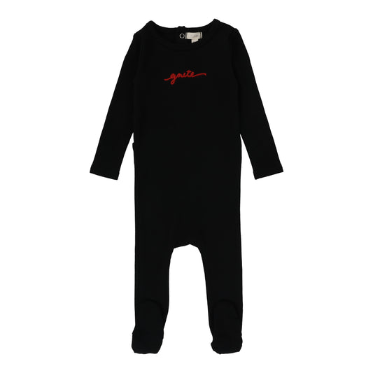 Gnight Footie- Black/Red