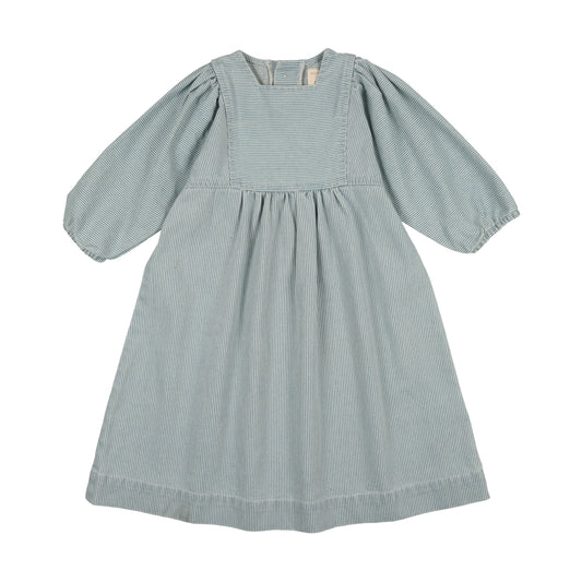 Denim Three Quarter Sleeve Stripe Dress