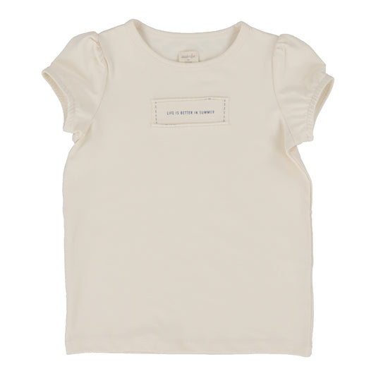 Girl Patch Tee Short Sleeve- Natuarl