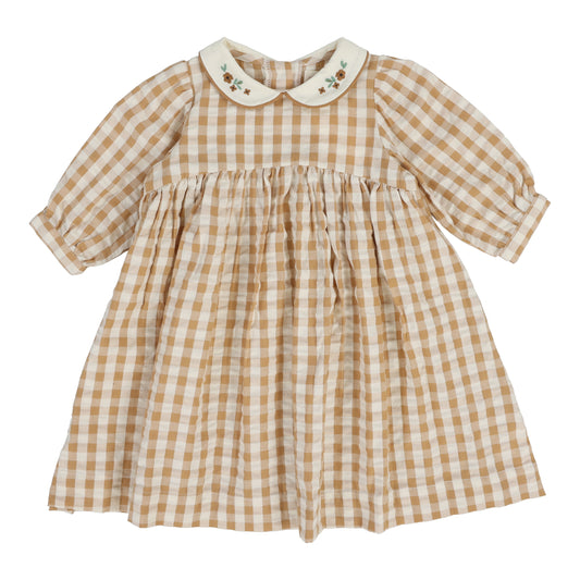 Gingham Dress Three Quarter Sleeves