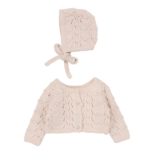 Popcorn Weave Cardigan Set  Petal