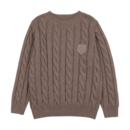 CHUNKY V NECK SWEATER- OAT