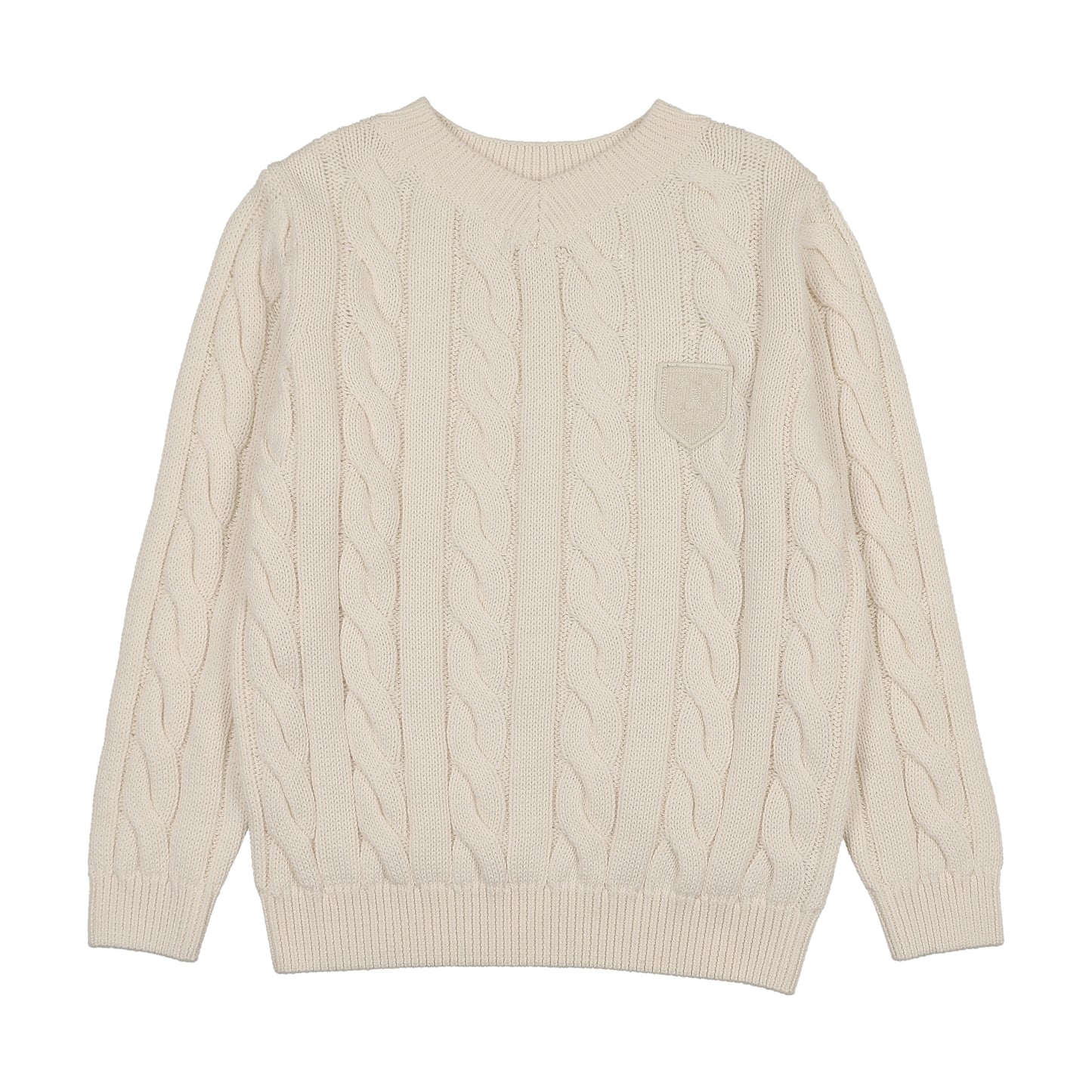 CHUNKY V NECK SWEATER- CREAM