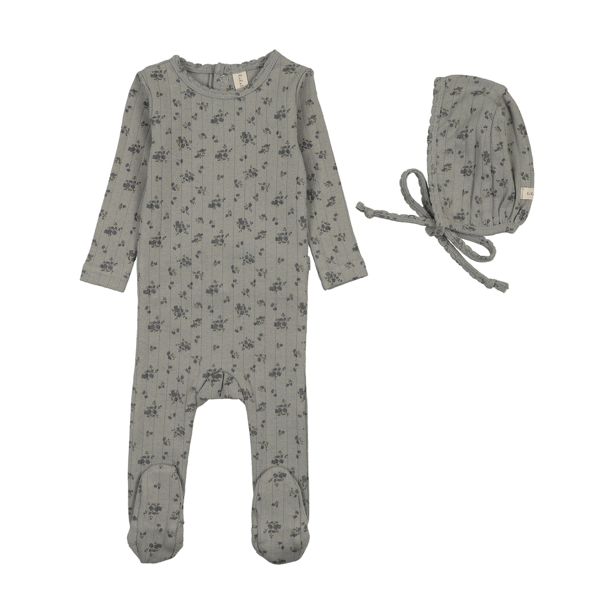 GARDEN CLUSTER PRINT FOOTIE SET- LIGHT BLUE