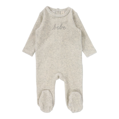 Velour Bebe Footie Set  Heather Oatmeal