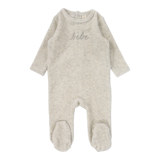 Velour Bebe Footie Set  Heather Oatmeal
