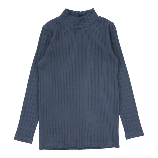 Double Rib Mockneck  Off Blue