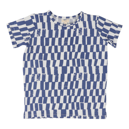 Boys Checked Tee- Blue