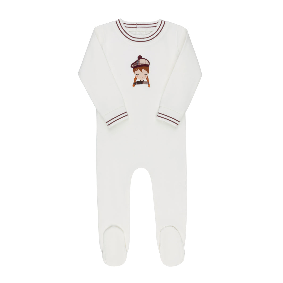 French Terry Scottish Footie-Ivory Pink
