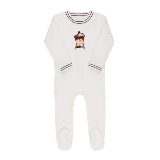 French Terry Scottish Footie-Ivory Pink
