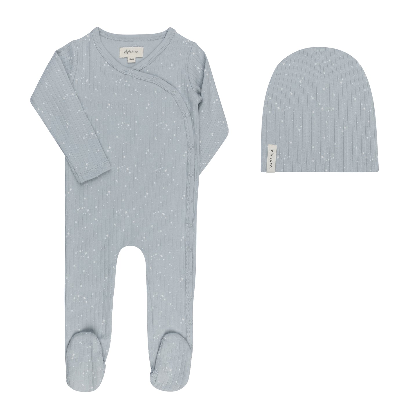 Printed Star Footie- Blue Star