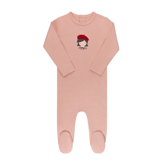 Elys and Co Organic French Terry French Girl Footie- Pink