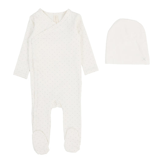 Take Me Home X Print Footie Set  Cream/Blue