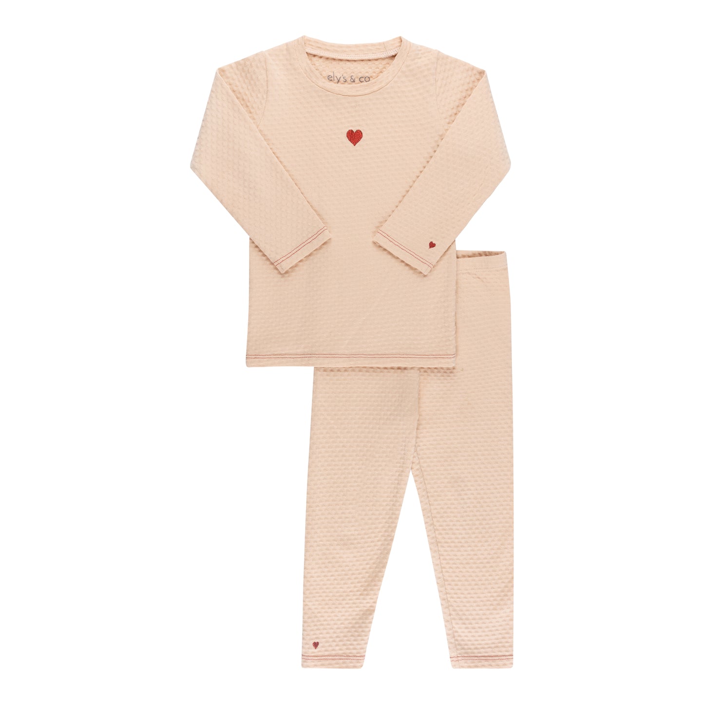 Elys & Co Cotton Embroidered Pink Heart Set