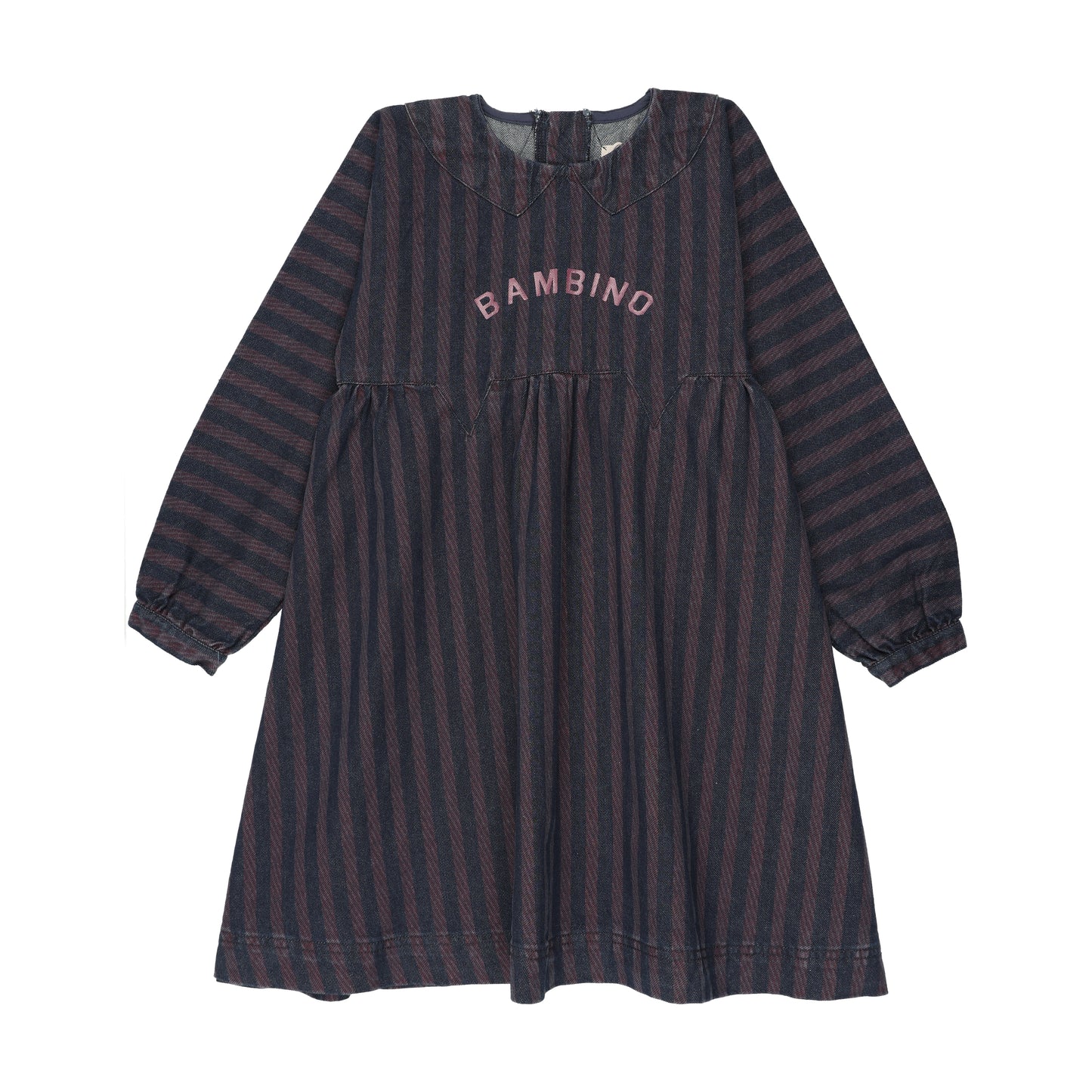 DENIM DAY DRESS- DENIM/BURGUNDY