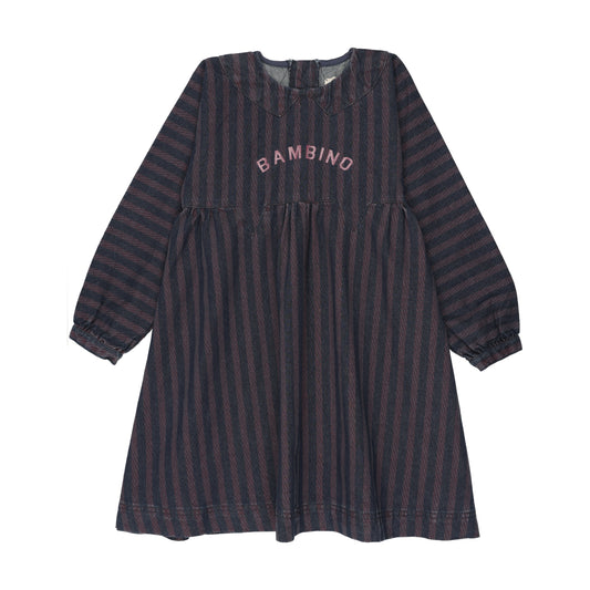 DENIM DAY DRESS- DENIM/BURGUNDY